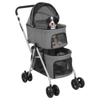 Hundewagen für 2 Hunde Faltbar Grau 83x48x97 cm...